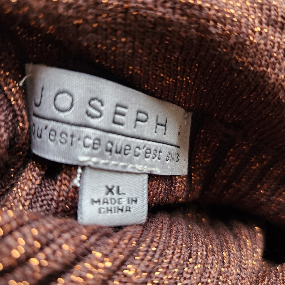 Joseph A. Sweater Brown Gold Metallic Size XL Ribbed Stretch Cowl Neck Women's - Picture 4 of 8